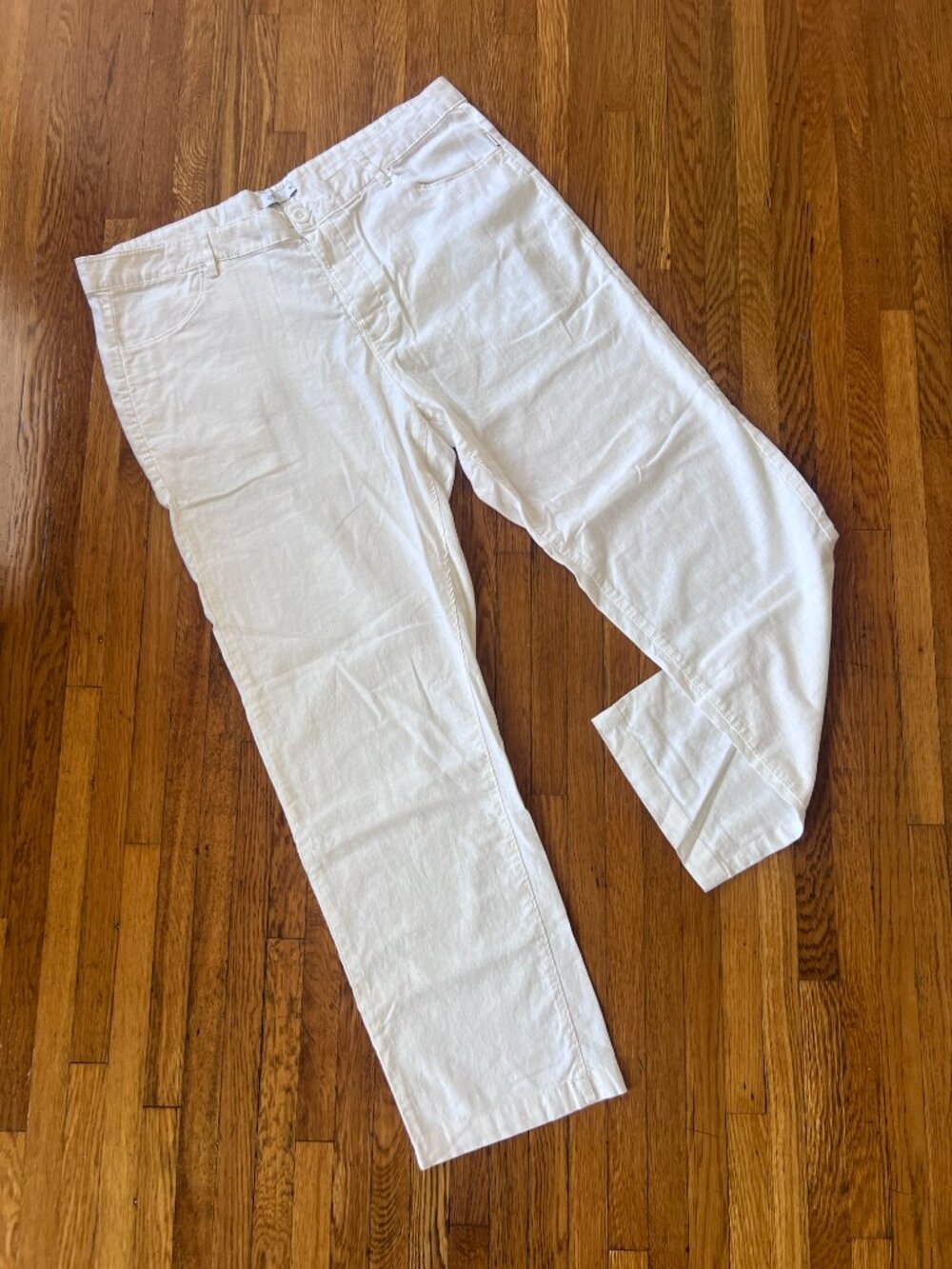 Onia Linen Blend White Button-Fly Relaxed Beach Pants - Men's 38x30